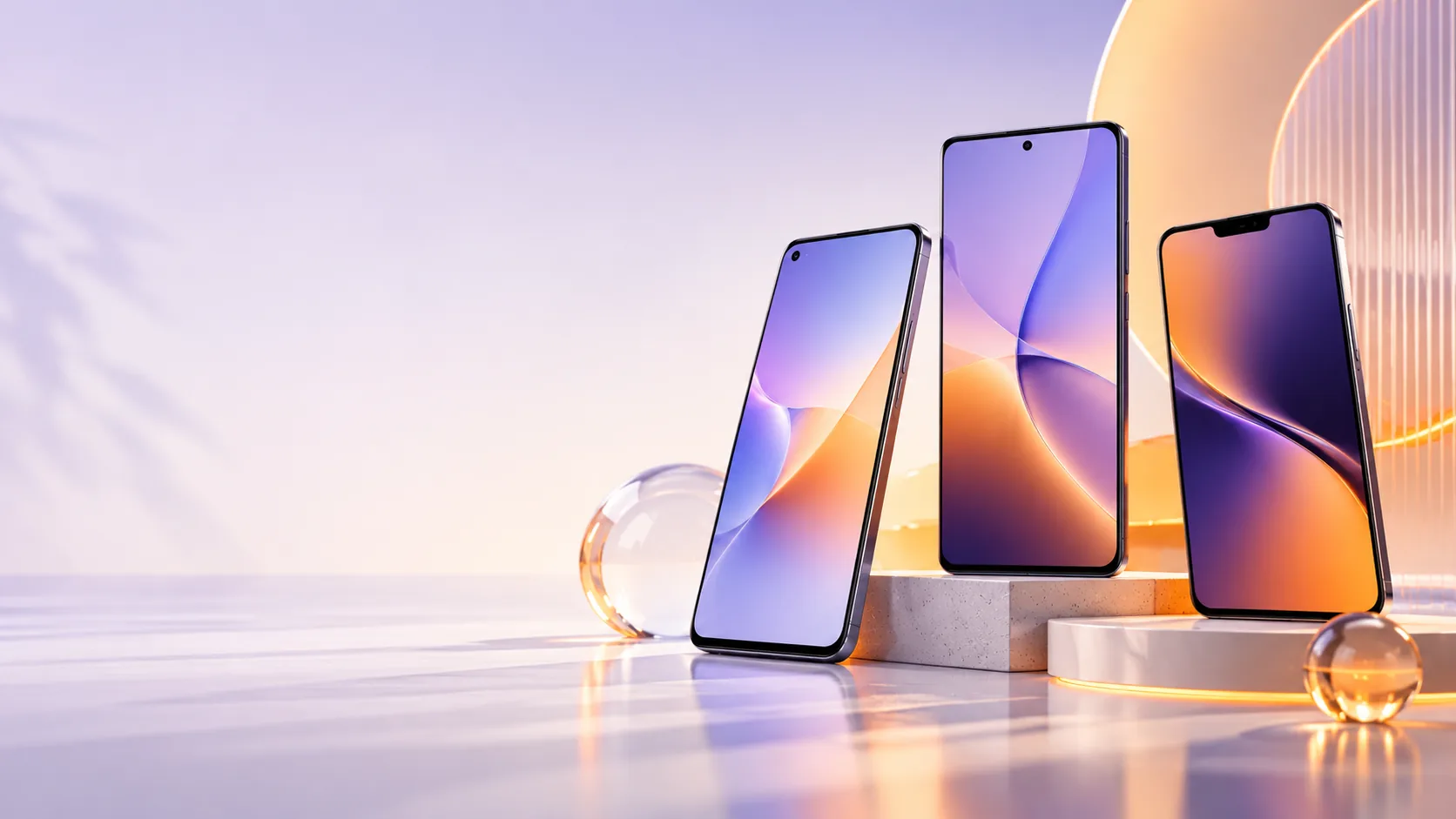 Illustration of modern unbranded smartphones